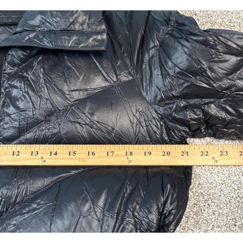 Athleta Lofty Puffer Jacket‎ Womens Size MP Black Goose Down Coat Casual Zipper
